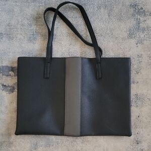 Vince Camuto Textured Black and Gray Leather Bag